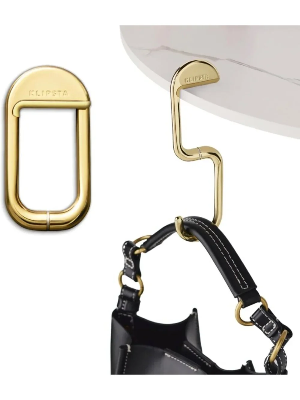 Portable Purse Hanger with Magnetic Closure - Holds 50 lbs - Stylish Gold Flip